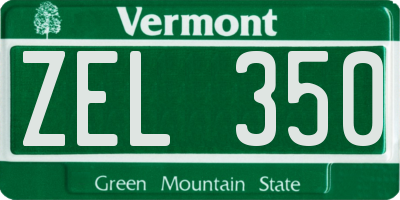 VT license plate ZEL350