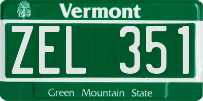 VT license plate ZEL351