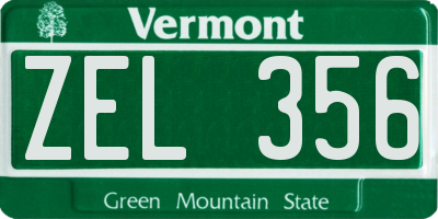 VT license plate ZEL356