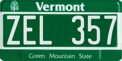 VT license plate ZEL357