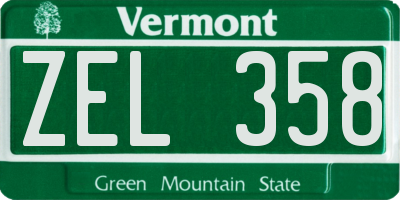VT license plate ZEL358