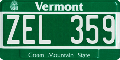 VT license plate ZEL359