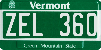 VT license plate ZEL360