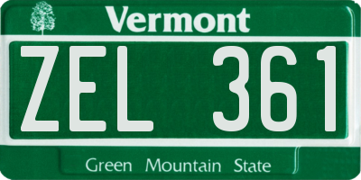 VT license plate ZEL361