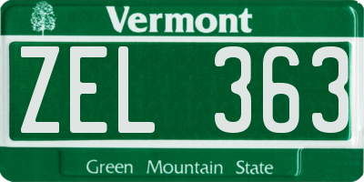 VT license plate ZEL363