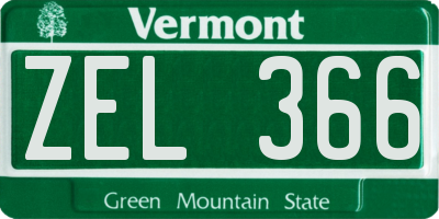 VT license plate ZEL366