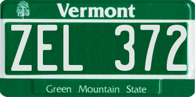 VT license plate ZEL372