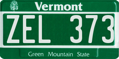 VT license plate ZEL373