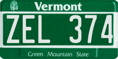 VT license plate ZEL374