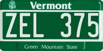 VT license plate ZEL375