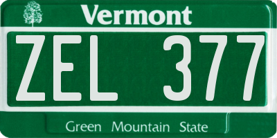 VT license plate ZEL377