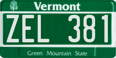 VT license plate ZEL381