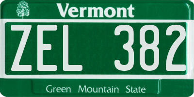 VT license plate ZEL382