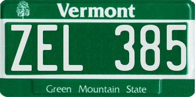 VT license plate ZEL385