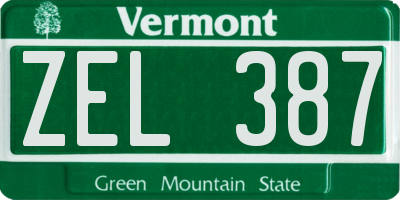 VT license plate ZEL387