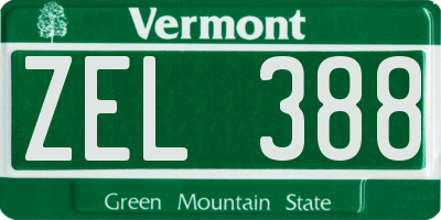VT license plate ZEL388
