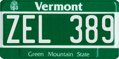 VT license plate ZEL389