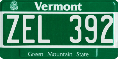 VT license plate ZEL392