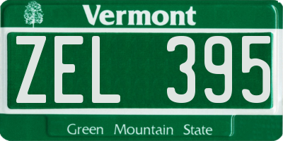VT license plate ZEL395