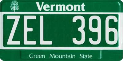 VT license plate ZEL396
