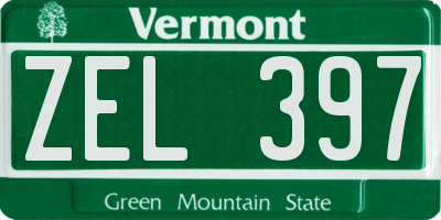VT license plate ZEL397
