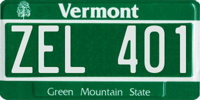 VT license plate ZEL401