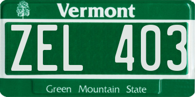 VT license plate ZEL403