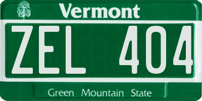VT license plate ZEL404
