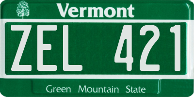VT license plate ZEL421