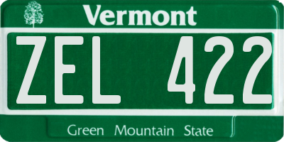 VT license plate ZEL422