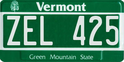 VT license plate ZEL425