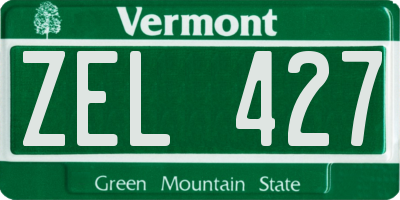 VT license plate ZEL427