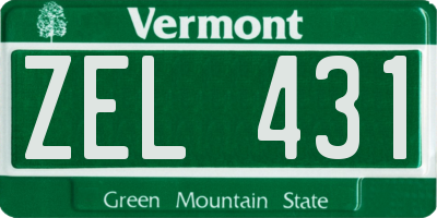 VT license plate ZEL431
