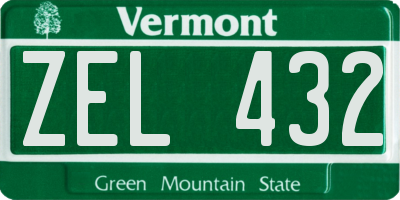 VT license plate ZEL432