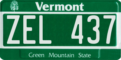 VT license plate ZEL437
