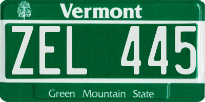 VT license plate ZEL445