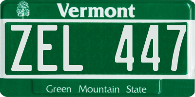 VT license plate ZEL447