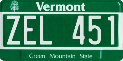 VT license plate ZEL451