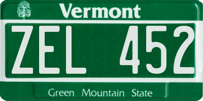 VT license plate ZEL452