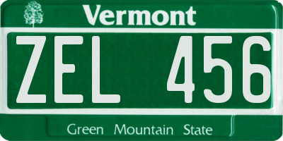 VT license plate ZEL456