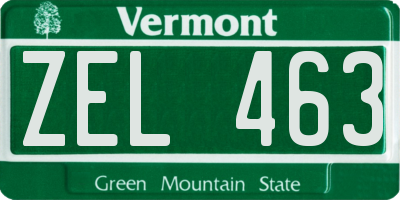 VT license plate ZEL463