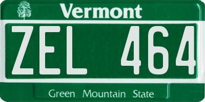 VT license plate ZEL464