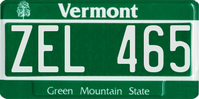 VT license plate ZEL465