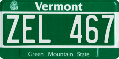 VT license plate ZEL467