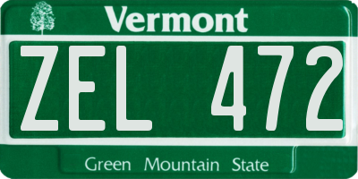 VT license plate ZEL472
