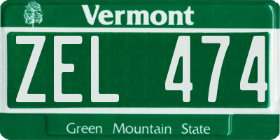 VT license plate ZEL474