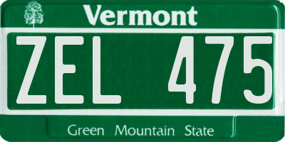 VT license plate ZEL475