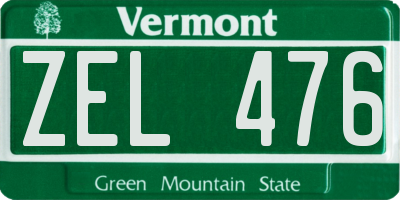 VT license plate ZEL476