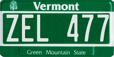 VT license plate ZEL477