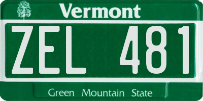 VT license plate ZEL481